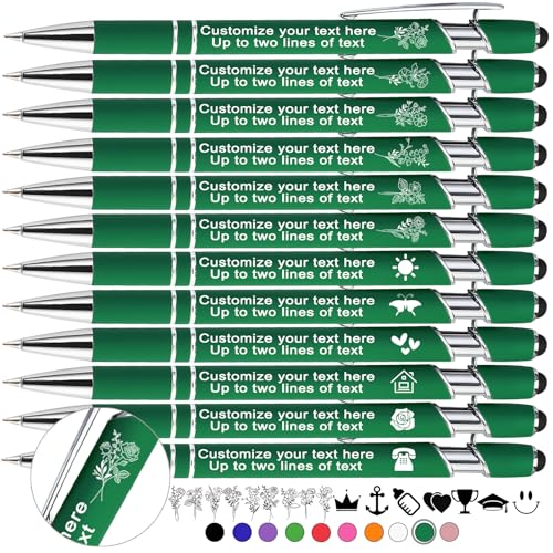 Xihedfd Personalisierte Kugelschreiber mit Gravur Custom Stylus Kugelschreiber mit Namen Text Logo Geburtsblume Personalisierte Metall Stift Geschenk für Büro Business Schule-10 Stück von Xihedfd