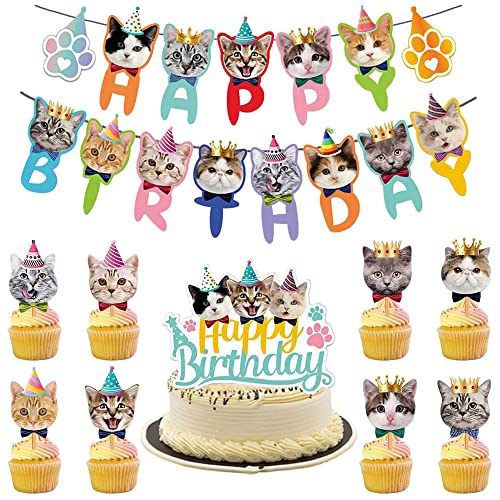 Xihuimay 11 Stück Haustier Katze Theme Kuchen Topper Happy Birthday Tortendeko Kuchendeko Kuchendeckel Geburtstag Torten Dekoration Dog Theme Tortenzubehör für Mädchen Junge Kinder Taufe von Xihuimay