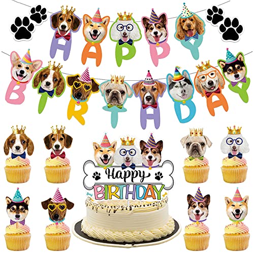 Xihuimay 11 Stück Pet Dog Theme Kuchen Topper Happy Birthday Tortendeko Kuchendeko Kuchendeckel Geburtstag Torten Dekoration Dog Theme Tortenzubehör für Mädchen Junge Kinder Taufe von Xihuimay