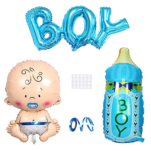 Xihuimay 3 Stück Blaue Party Ballons Helium Ballon It's a Boy Aluminium Ballon es ist EIN Junge Luftballons Baby Junge Flasche Buchstaben Ballon Baby Dusche Hochzeit Geburtstagsfeier Dekoration, Blau von Xihuimay