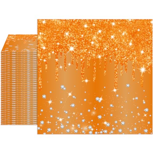 40 Stück Happy Birthday Servietten Orange Silber Diamant Geburtstag Dekorationen Orange Servietten Einweg für Geburtstag Halloween Thanksgiving Hochzeit Bar Picknick von Xiliconie