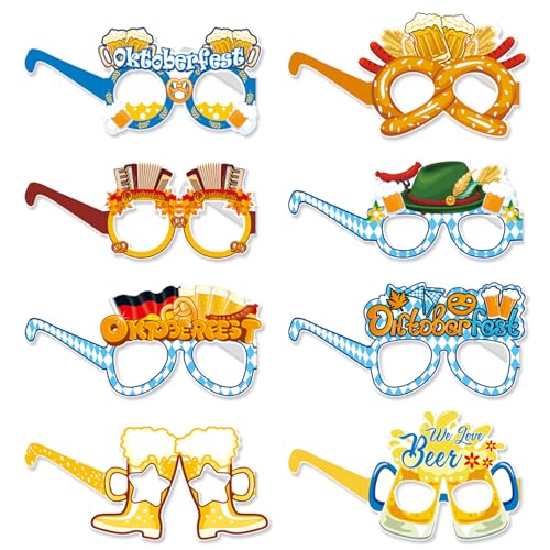 8 Stück Oktoberfest Brille,Oktoberfest Accessoires,Deko Oktoberfest Party,Oktoberfest Deko,Partybrille,Deko Oktoberfest,Accessoires Oktoberfest,Lustige Brillen Party,Oktoberfest Gadget,Oktoberfest von Xiluuuu