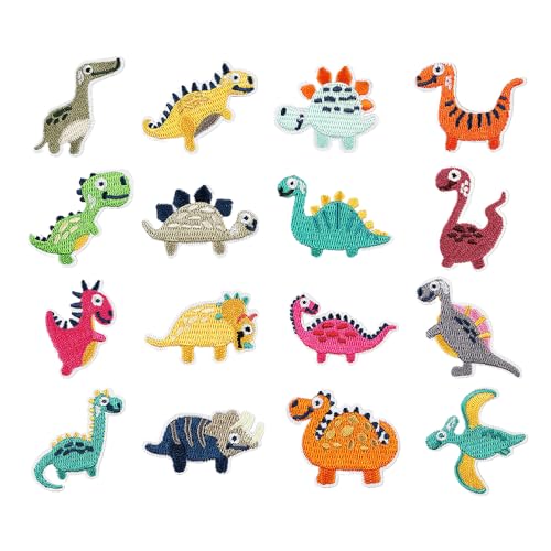 Ximimark 16pcs Dinosaurier Stickerei Patch Kinder Kleidung Patch Cartoon Dinosaurier Stickerei Aufkleber von Ximimark