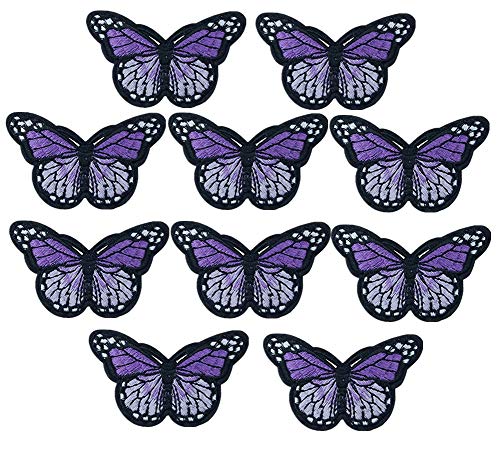 Ximkee Aufnäher zum Aufbügeln, Bügelbilder bestickt, Schmetterling, Violett, 10 Stück von Ximkee