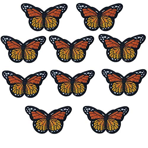 Ximkee Aufnäher zum Aufbügeln, bestickt, Schmetterling, Orange, 10 Stück von Ximkee