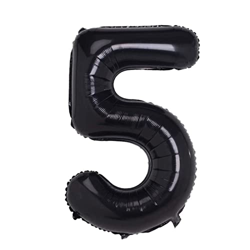 Luftballon 5. Geburtstag Zahl 5 Schwarz 40 Zoll XXL (100cm) Folien ballon 5 Jahre Mann Frau Geburtstagsdeko Party, Jubiläum Hochzeit Dek-fliegt mit Helium von XinChout