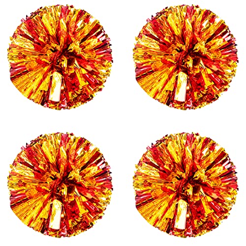 XineYuor Cheerleader Pompons,4 Stück Pompoms Cheerleading,Metallfolie Cheerleading Pom Poms,Cheerleader Pompons für Sportveranstaltungen,Ballspiele,Tänze,Karnevalspartys Verwendet (B) von XineYuor