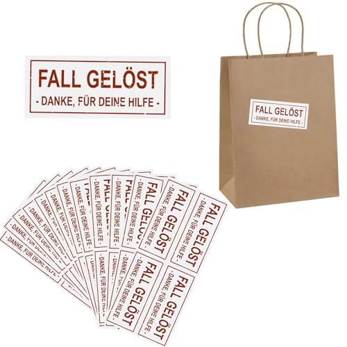 Xinfin 48pcs “Fall Gelöst” Sticker Aufkleber für Party Tüten Geschenktüten Mitgebseltüten Tüten Geburtstagstüten Detektivparty Kindergeburtstag (Fall Gelöst) von Xinfin