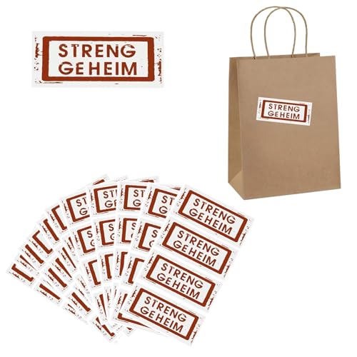 Xinfin 48pcs “Streng Geheim” Sticker Aufkleber für Party Tüten Geschenktüten Mitgebseltüten Tüten Geburtstagstüten Detektivparty Kindergeburtstag (Streng Geheim) von Xinfin