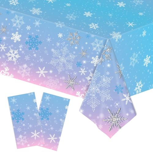 Xinfin Weihnachts Tischdecke, 137x274cm Plastik Tischdecke Rechteckige Weihnachtstischdecke Einweg Party Tischtuch für Esstisch Weihnachts Party Abendessen Tischdeko (Style D, 2PCS) von Xinfin