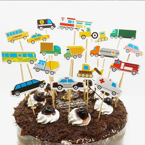 18 Stück Transport Kuchendeckel,Transport Cupcake Toppers, Auto Kuchen Party Dekoration Geburtstag für Kinder Geburtstag von Xingdianfu