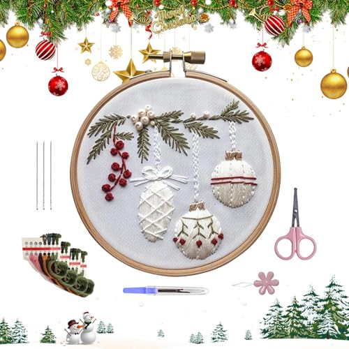 Handstickerei Kits für Anfänger, Winter Stickset - Stickset Weihnachten Herstellung 2024 - Fun Make Stickset Urlaubsstickerei für Erwachsene Anfänger von Xinhuju