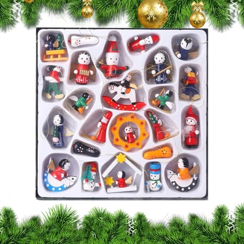 Weihnachts-Adventskalender, Weihnachts-Adventskalender – Weihnachtsbaumschmuck | Dekorativer Countdown-Kalender, 24-Tage-Adventskalender aus Holz von Xinhuju