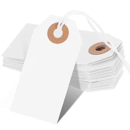 100 Stück Geschenkanhänger Blanko Geschenkanhänger Kraftpapier Papieranhänger Markieren Hängeetiketten Beschreibbare Hängeetiketten Geschenkanhänger Loch Blanko Etiketten Baumwollschnur Für Geschenke von Xinjoduz