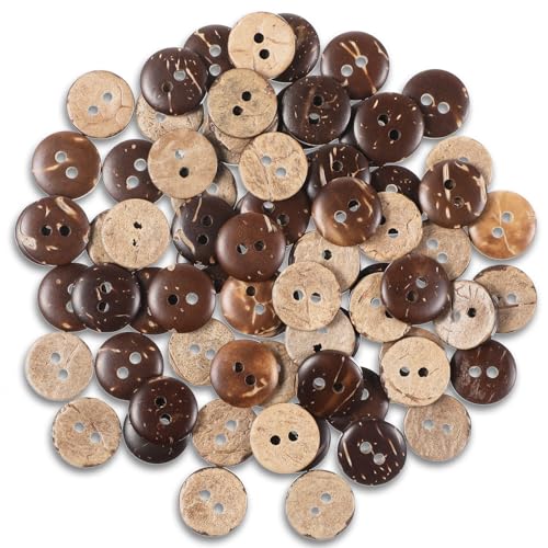 100 Stück Kokosnussknöpfe Knöpfe zum Annähen Natürliche Kokosnuss Knöpfe 12.5mm Runde Knöpfe zum Basteln Holzknöpfe Natur für DIY Nähen Bastel Geschenk Dekoration Kleidung von Xinjoduz