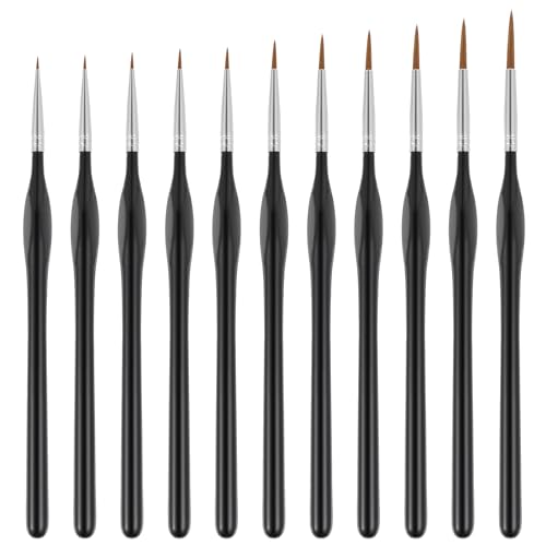 11 Stück Pinsel Fein Pinselset Malen Acryl Pinselset Detailpinsel Set Malen Nach Zahlen Pinsel Miniaturen Pinsel Acrylfarben Pinsel Für Gesichtsmodellierung Ultradünn Extrafein Schwarz 19 × 11 × 11 Cm von Xinjoduz