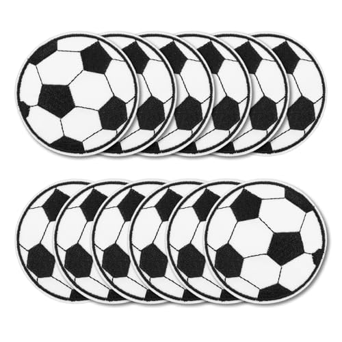 12 Stück Aufnäher Zum Bügeln Fußball Flicken Zum Aufbügeln Kinder Bügelflicken mit Fußballmotiv Knie Bügelflicken Bügelsticker Kinder Bügelbilder Für Textilien (Schwarz und Weiß) von Xinjoduz