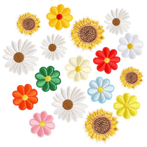 17 Stück Sonnenblumen Aufnäher Zum Aufbügeln Gänseblümchen Aufnäher Applikationsflicken Bügelbilder Bügelpatches Sticker Zum Aufbügeln Kleidungsflicken Für Kleidung Rucksäcke Hüte Jeans Jacken von Xinjoduz