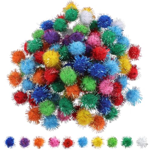 25mm Mini Pompons zum Basteln 100 Stück Filzkugeln Bunt Klein Groß Pompons Bunte Bälle Flauschigen Pompom für Handwerk Herstellung Lustige DIY Kreative Handwerk Dekorationen Mützen von Xinjoduz