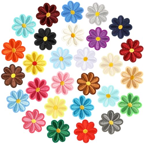 28 Stück Blume Aufnäher Kinder Patches zum Aufbügeln Sonnenblumen Aufnäher Zum Aufbügeln Gänseblümchen Flicken Zum Aufbügeln Patches Klett Bestickte Blumen Aufnäher Bügelbilder Für Hut Diy Zubehör von Xinjoduz