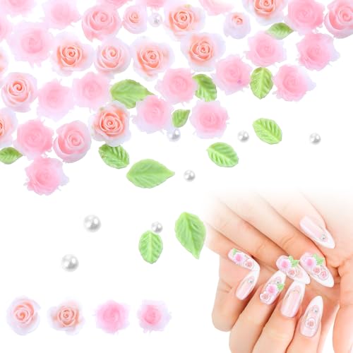 30 Stück Blumen Nagel Anhänger Nail Charms Rosa Blumen Nail Art Acryl Harz Blumen Naildesign Rosa Nail Zubehör Blumen Charms Nagel Perle Blumen Nägel Dekoration Kunstharz Nagel Für Diy Art Nägel von Xinjoduz