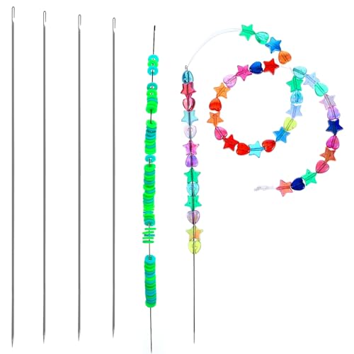 4 Stück Schmuck Nadel Auffädeln Nadel Zum Perlen Auffädeln Perlen Mit Nadel Zum Fäden Basteln Perlennadelset Bead Nadeln Große Auge Perlen Nadel Nadeleinfädler Nähnadeln Stopfnadeln Für Schmuck von Xinjoduz