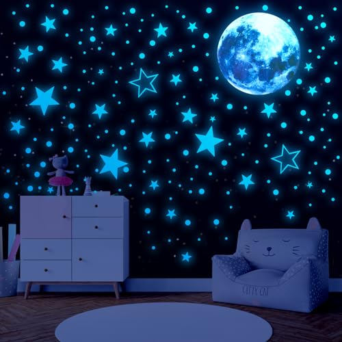 435 Stück Leuchtsterne Selbstklebend Leuchtende Sterne Für Kinderzimmer Sterne Leuchtend Selbstklebend Fluoreszierende Sterne Glow In The Dark Stars Sterne Für Schlafzimmer Blau Weiß von Xinjoduz