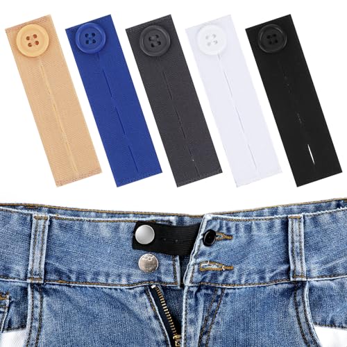 5 Stück Hosenbunderweiterung Damen Hosenbunderweiterung Knopf Elastische Taillenverlängerungen Hosenerweiterung Schwangerschaft Hosenbunderweiterung Mit Harzknopf Für Jeans Hosen Umstandshose von Xinjoduz