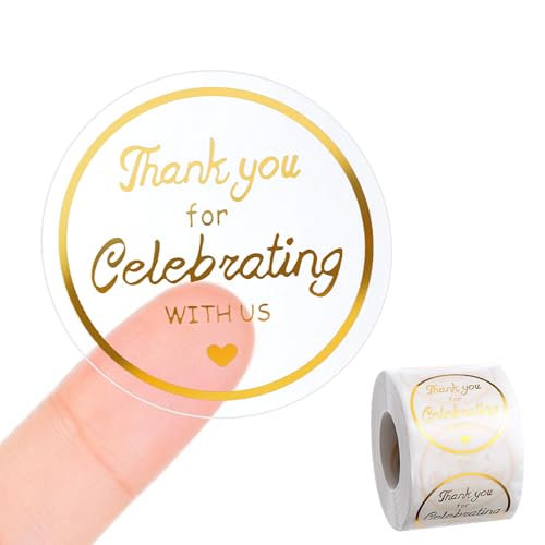 500 Stück Aufkleber Danke 3.8cm Runde Danke Aufkleber Transparente Aufkleber Gold Aufkleber Glitzer Sticker Aufkleber Weihnachtssticker Sticker Set Für Papiertüten Hochzeit Geburtstag Verpackung von Xinjoduz