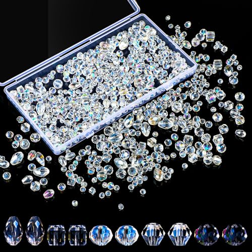 800 Stück Perlen Zum Auffädeln Glasperlen Zum Auffädeln Facettierte Glasperlen Kristall Perlen Facettierte Perlen Glasperlen Glitzerperlen Für Armbänder Schlüsselanhänger Heimdeko von Xinjoduz