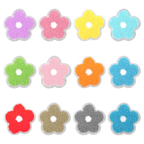 Flicken zum Aufbügeln Kinder 12 Stück Aufnäher Patches Mädchen Stoffblumen zum Aufnähen Blume Bügelpatch Erwachsene Bügelpatches Bügelbilder für Textilien Mädchen DIY Hut Jeans Kleidung Rucksäcke von Xinjoduz