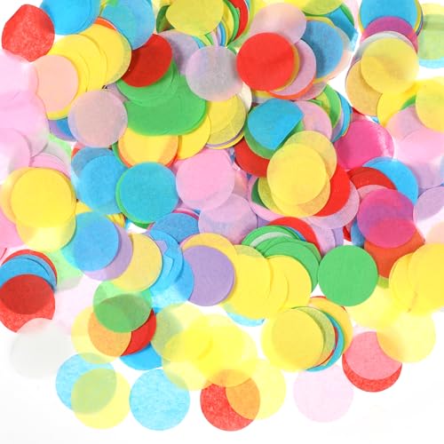 Konfetti 10000 Stück Konfetti Bunt 2.5cm Mehrfarbig Runde Tissue Confetti Konfetti 100g Tischdeko Mehrfarbig Streudeko Transparentpapier Bunt für Hochzeit Geburtstag Dekoration Party von Xinjoduz