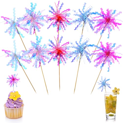 Xinjoduz 10 Stück Tortendeko Feuerwerk Bunte Kuchen Deko Tortendeko Hochzeit Geburtstag Für Torte Cocktail Glitzer Deko Feuerwerk Sticks Party Cocktail Deko Cocktailspieße Holz Für Torten Deko von Xinjoduz