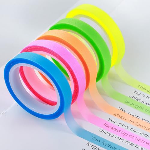 Xinjoduz 5 Stück Highlight Strips Textmarker Klebeband Textmarker Bänder Farbiges Transparentes Klebeband Fluoreszierendes Neonband Abnehmbare Fluoreszierende Für Lehrer Schüler Klasse Büro von Xinjoduz