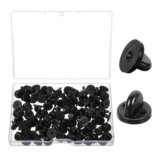 Xinjoduz 100 Stück Gummi Pin Rückseite Anstecker Pin Schmetterling Pin Clutch Anstecker Verschluss Gummi Anstecker Verschluss Runde Nadel Sicherheitsrücken Für DIY Krawatten Jacken Hüte Taschen von Xinjoduz