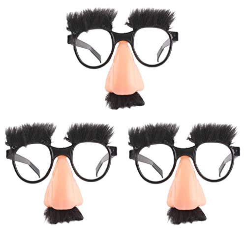 Lustige Gläser Augenbrauen Und Schnurrbart Große Nase Kostüm Brillen Disguise Gläser Lustige Halloween Große Nase Brille für Halloween Kostümparty Dekoration Erwachsenenversion 3 Stück (schwarz) von Xinlie