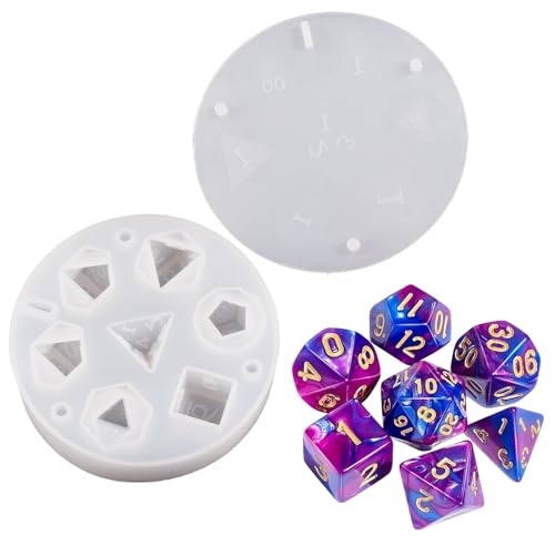 Xinlie 7 Formen Silikonformen DND Würfel Polyedrische Würfelformen Tisch Spiel Würfel Epoxidharz Form für Rollenspiele, Tischspiele,Benutzt für Harzformen für Die DIY-Würfelherstellung von Xinlie