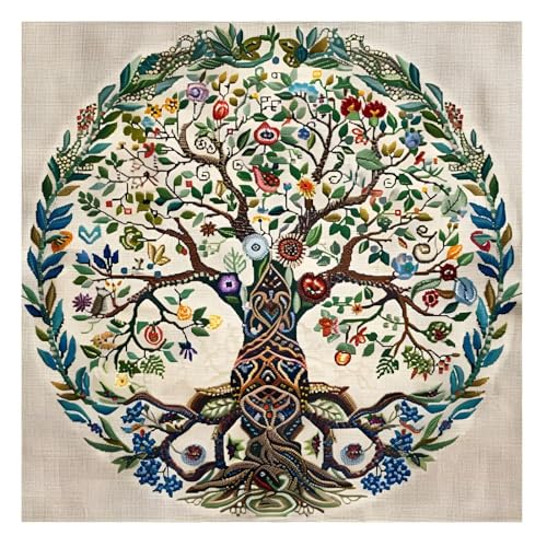 Xinpinzhou Kreuzstich Set Vorgedruckt Baum des Lebens, Stickvorlagen Stickbilder Vorgedruckt Kreuzstich Stickpackungen Stickpackung Cross Stitch Embroidery Kit Stickset Sticken Set Erwachsene Anfänger von Xinpinzhou