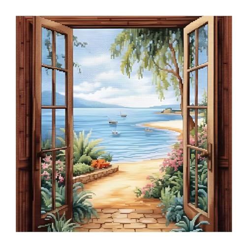 Xinpinzhou Kreuzstich Set Vorgedruckt Landschaft, Stickvorlagen Stickbilder Vorgedruckt Kreuzstich Stickpackungen Stickpackung Cross Stitch Embroidery Kit Stickset Sticken Set Erwachsene Anfänger von Xinpinzhou