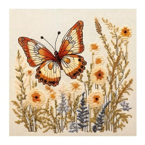 Xinpinzhou Kreuzstich Set Vorgedruckt Schmetterling, Stickvorlagen Stickbilder Vorgedruckt Kreuzstich Stickpackungen Stickpackung Cross Stitch Embroidery Kit Stickset Sticken Set Erwachsene Anfänger von Xinpinzhou