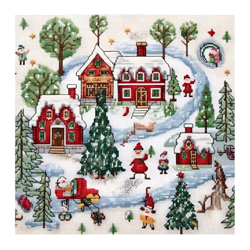 Xinpinzhou Kreuzstich Set Vorgedruckt Weihnachten, Stickvorlagen Stickbilder Vorgedruckt Kreuzstich Stickpackungen Stickpackung Cross Stitch Embroidery Kit Stickset Sticken Set Erwachsene Anfänger von Xinpinzhou