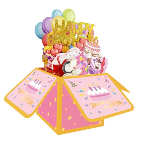 Xinsheinelry Alles Zum Geburtstag Popup Card 3D Süße Geburtstagsgrußkarte Geburtstagsgeschenkkarten Einzigartige Lustige Geburtstagsgeschenk Für Frauen Mann von Xinsheinelry