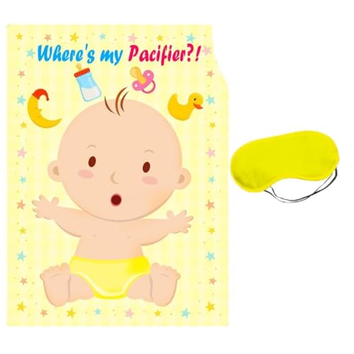 Xinsheinelry Babyparty-Spiele, Pin The Dummy on The Baby Game Baby Shower Party Favors Game Game Pin The Pacifier on The Baby Game von Xinsheinelry