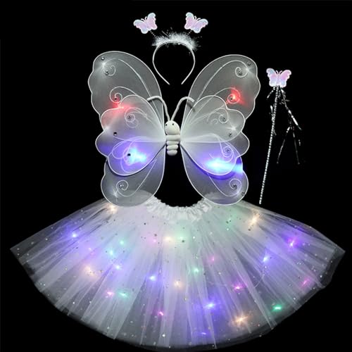 Xinsheinelry Kinder Girls LED Butterfly Rock Mit Zauberstab Hair Loop Accessoires Für Festival Party Kostümgeschenk Xinsheinelry Kinder Girls LED Butterfly Rock Mit Zauberstab Hair Loop Accessoires Für Festival Party Kostümgeschenk von Xinsheinelry