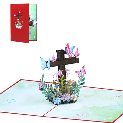 Xinsheinelry Religiöse Kreuze Osters Karte 3D Popup Osters Card Religiöse Sympanzkarte Beileidkarte Mit Nachrichtennotizumschlag von Xinsheinelry