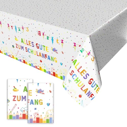 2pcs Alles Gute Zum Schulanfang Tischdecken,Weiß Einschulung Deko Tischdecke Schulanfang Tischdecken Tischtuch für Schulkind Schulanfang Schuleinführung Schulstart Party Dekoration 137 x 274cm von Xinvery