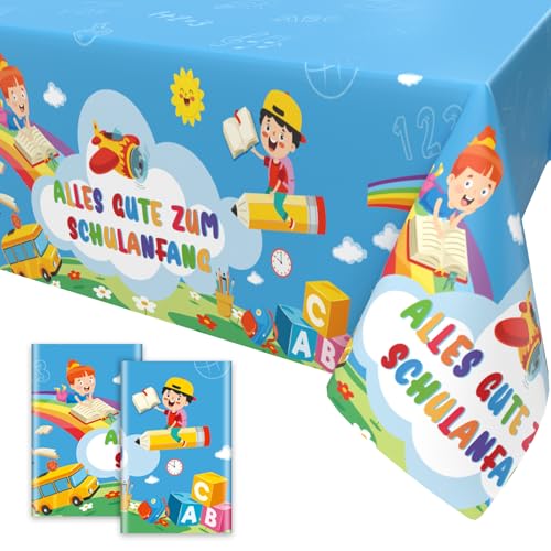 2pcs Schulanfang Tischdecken,Einschulung Deko Tischdecke Alles Gute Zum Schulanfang Tischdecken Tischtuch für Schulkind Schuleinführung Schulstart Party Dekoration 137 x 274cm von Xinvery