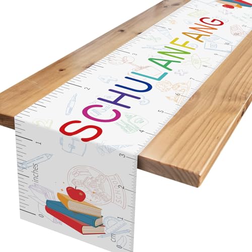 Weiß Alles Gute Zum Schulanfang Tischläufer für Einschulung Dekoration,Schuleinführung Tischdeko Einschulungsdeko Tischläufer Schulanfang Party Dekoration 180 x 35cm von Xinvery