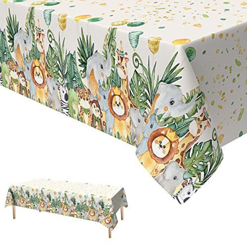 Xinvery Dschungel Tiere Tischdecke, Urwald Safari Tiere Tischdecke Rectangular Plastik für Dschungel Themen Party Kinder Jungen Geburtstag Party Dekoration 137 x 274cm von Xinvery