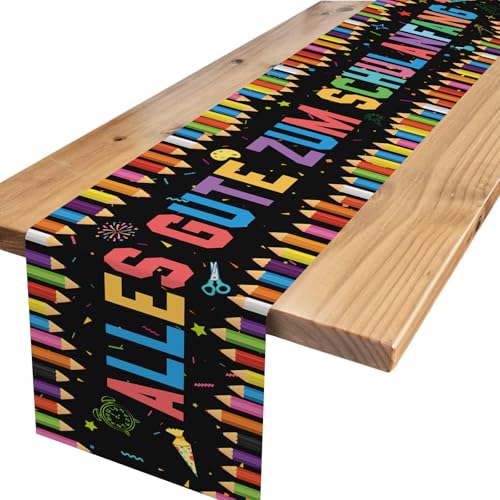 Xinvery Tischdeko Einschulung,Schwarz Schulanfang Deko Tischläufer Alles Gute Zum Schulanfang Deko für Schulkind Schulstart Party Dekoration 180 x 35cm Xinvery Tischdeko Einschulung,Schwarz Schulanfang Deko Tischläufer Alles Gute Zum Schulanfang Deko für Schulkind Schulstart Party Dekoration 180 x 35cm von Xinvery